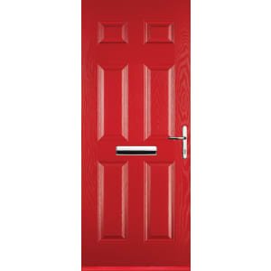 Euramax 6 Panel Left Hand Red Composite Door – 920 x 2100mm