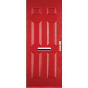 Euramax 6 Panel Left Hand Red Composite Door – 880 x 2100mm