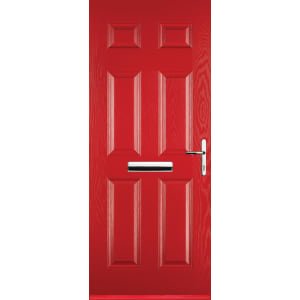 Euramax 6 Panel Left Hand Red Composite Door – 840 x 2100mm