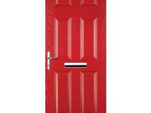 Euramax 6 Panel Right Hand Red Composite Door - 920 x 2100mm