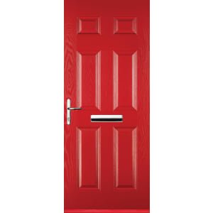 Euramax 6 Panel Right Hand Red Composite Door – 920 x 2100mm