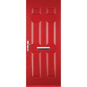Euramax 6 Panel Right Hand Red Composite Door – 880 x 2100mm
