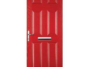 Euramax 6 Panel Right Hand Red Composite Door - 840 x 2100mm