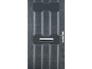 Euramax 6 Panel Left Hand Grey Composite Door - 840 x 2100mm