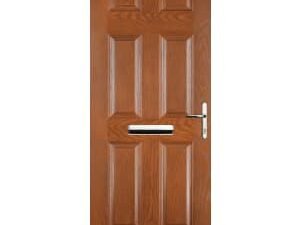 Euramax 6 Panel Left Hand Oak Composite Door - 920 x 2100mm