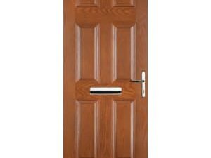 Euramax 6 Panel Left Hand Oak Composite Door - 840 x 2100mm