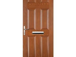 Euramax 6 Panel Right Hand Oak Composite Door - 920 x 2100mm