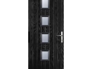 Euramax 4 Square Left Hand Black Composite Door - 920 x 2100mm