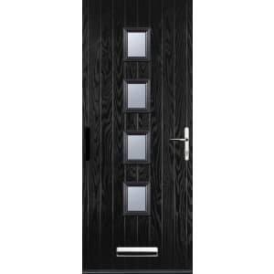 Euramax 4 Square Left Hand Black Composite Door – 880 x 2100mm
