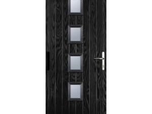 Euramax 4 Square Left Hand Black Composite Door - 840 x 2100mm