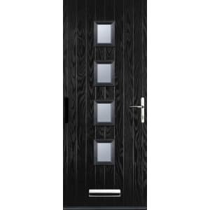 Euramax 4 Square Left Hand Black Composite Door – 840 x 2100mm