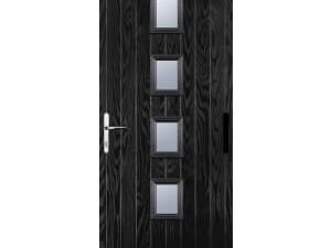 Euramax 4 Square Right Hand Black Composite Door - 920 x 2100mm
