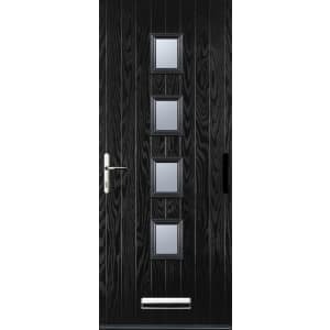 Euramax 4 Square Right Hand Black Composite Door – 880 x 2100mm
