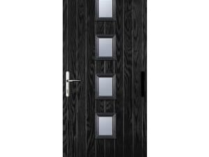 Euramax 4 Square Right Hand Black Composite Door - 840 x 2100mm