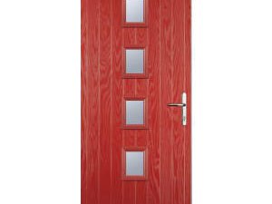 Euramax 4 Square Left Hand Red Composite Door - 920 x 2100mm
