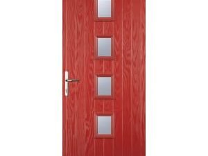 Euramax 4 Square Right Hand Red Composite Door - 920 x 2100mm