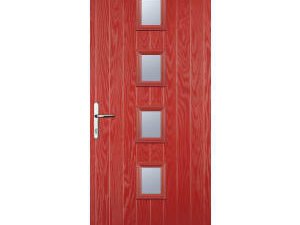 Euramax 4 Square Right Hand Red Composite Door - 880 x 2100mm