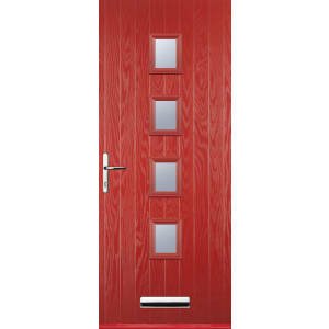 Euramax 4 Square Right Hand Red Composite Door – 880 x 2100mm