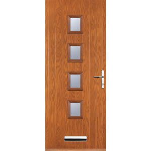 Euramax 4 Square Left Hand Oak Composite Door – 920 x 2100mm