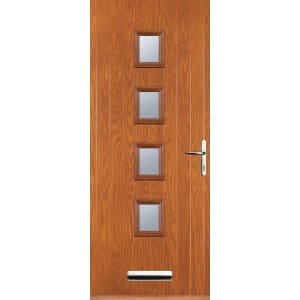 Euramax 4 Square Left Hand Oak Composite Door – 840 x 2100mm