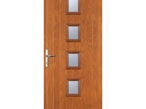Euramax 4 Square Right Hand Oak Composite Door - 840 x 2100mm