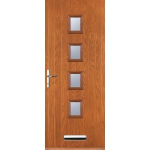 Euramax 4 Square Right Hand Oak Composite Door – 840 x 2100mm