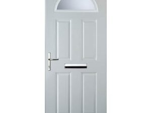 Euramax 4 Panel 1 Arch Right Hand White Composite Door - 880 x 2100mm