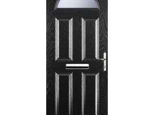 Euramax 4 Panel 1 Arch Left Hand Black Composite Door - 920 x 2100mm