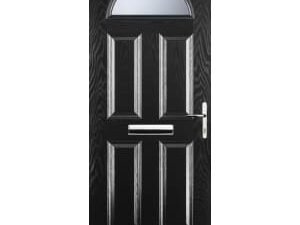 Euramax 4 Panel 1 Arch Left Hand Black Composite Door - 880 x 2100mm