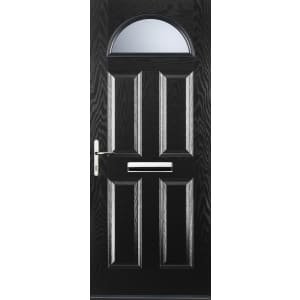 Euramax 4 Panel 1 Arch Right Hand Black Composite Door – 920 x 2100mm