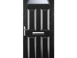 Euramax 4 Panel 1 Arch Right Hand Black Composite Door - 880 x 2100mm