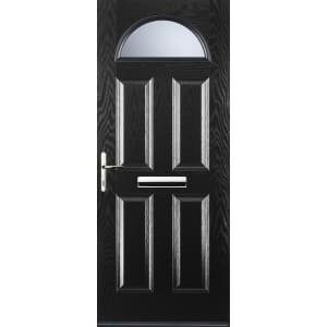 Euramax 4 Panel 1 Arch Right Hand Black Composite Door – 840 x 2100mm