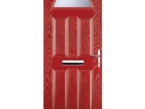 Euramax 4 Panel 1 Arch Left Hand Red Composite Door - 920 x 2100mm
