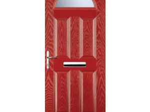 Euramax 4 Panel 1 Arch Right Hand Red Composite Door - 920 x 2100mm