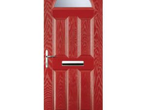 Euramax 4 Panel 1 Arch Right Hand Red Composite Door - 880 x 2100mm