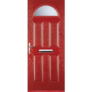 Euramax 4 Panel 1 Arch Right Hand Red Composite Door – 880 x 2100mm