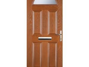 Euramax 4 Panel 1 Arch Left Hand Oak Composite Door - 920 x 2100mm