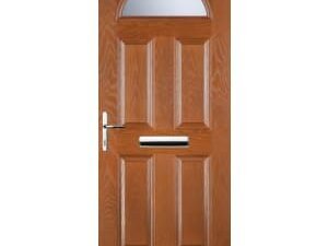Euramax 4 Panel 1 Arch Right Hand Oak Composite Door - 920 x 2100mm
