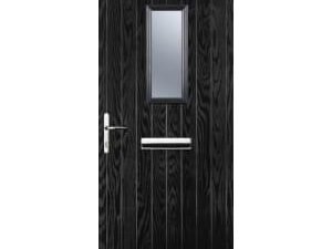 Euramax 1 Square  Right Hand Black Composite Door - 840 x 2100mm