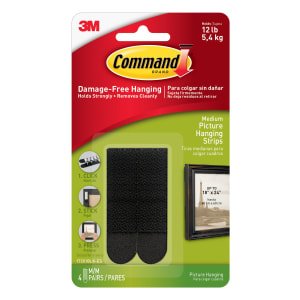 Command Black Medium Picture Hanging Strips – Pack of 4