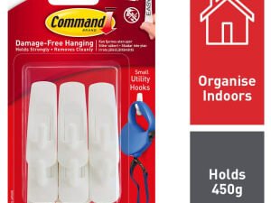 Command White Small Utility Hook - Pack of 6