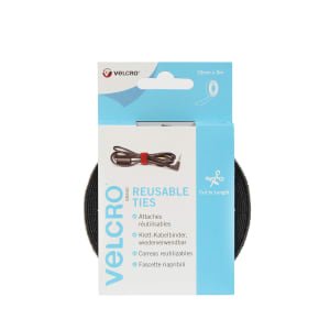 VELCRO Brand ONE-WRAP Black Reusable Ties – 10mm x 5m