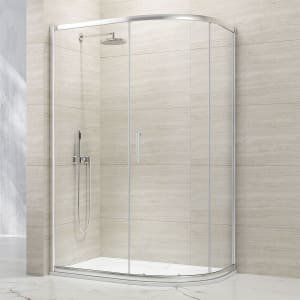 Nexa By Merlyn 8mm Chrome Offset Quadrant Single Sliding Door Shower Enclosure – 1200 x 900mm