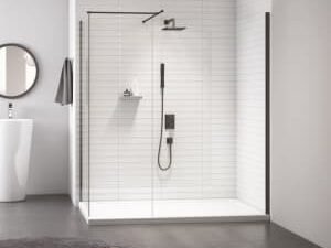 Nexa By Merlyn 8mm Black Frameless Wet Room Shower Screen Only - 2015 x 1200mm