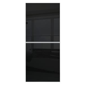 Spacepro Minimalist Sliding Wardrobe Door 2 Panel Silver Frame Black – 610mm