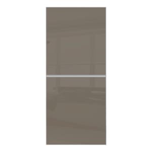Spacepro Minimalist Sliding Wardrobe Door 2 Panel Silver Frame Cappuccino – 762mm
