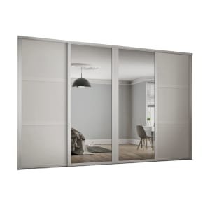 Spacepro Shaker 4 Wardrobe Door Kit White Framed – 2x 3 Panel Shaker & 2x 1 Panel Mirror – 2290mm (W)