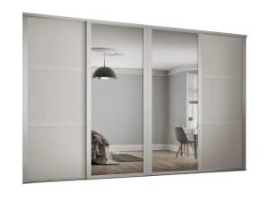 Spacepro Shaker 4 Wardrobe Door Kit White Framed - 2x 3 Panel Shaker & 2x 1 Panel Mirror - 2898mm (W)