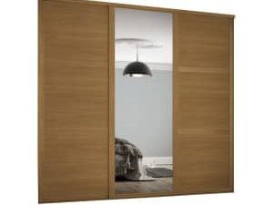 Spacepro Shaker 3 Wardrobe Door Kit Oak Framed - 2x 3 Panel Shaker & 1x 1 Panel Mirror - 2136mm (W)