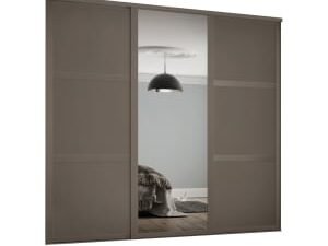 Spacepro Shaker 3 Wardrobe Door Kit Stone Grey Framed - 2x 3 Panel Shaker & 1x 1 Panel Mirror - 1680mm (W)